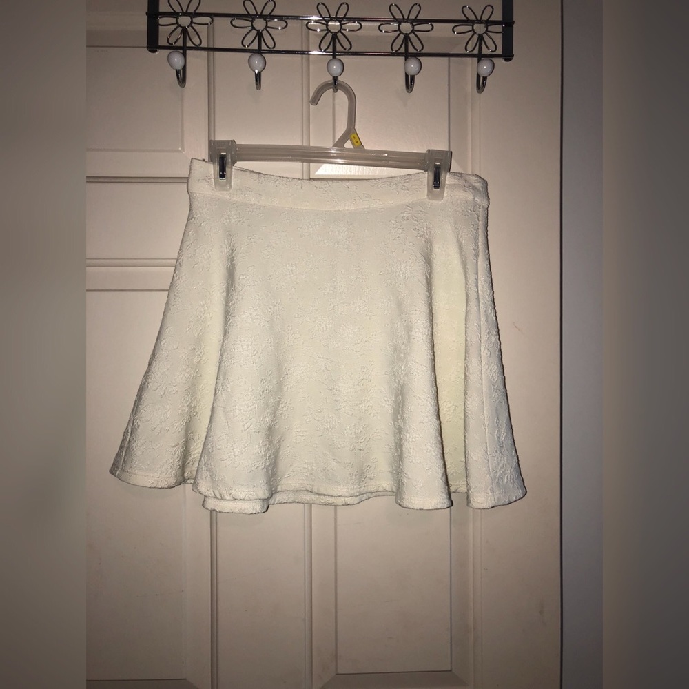 Cream mini flare skirt